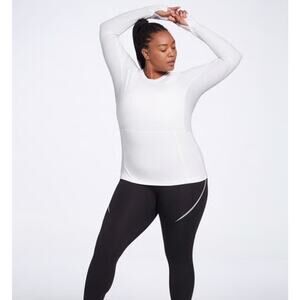 NWT CALIA Women's Run Long & Lean Long Sleeve Shirt Running Top Stretch White 2X